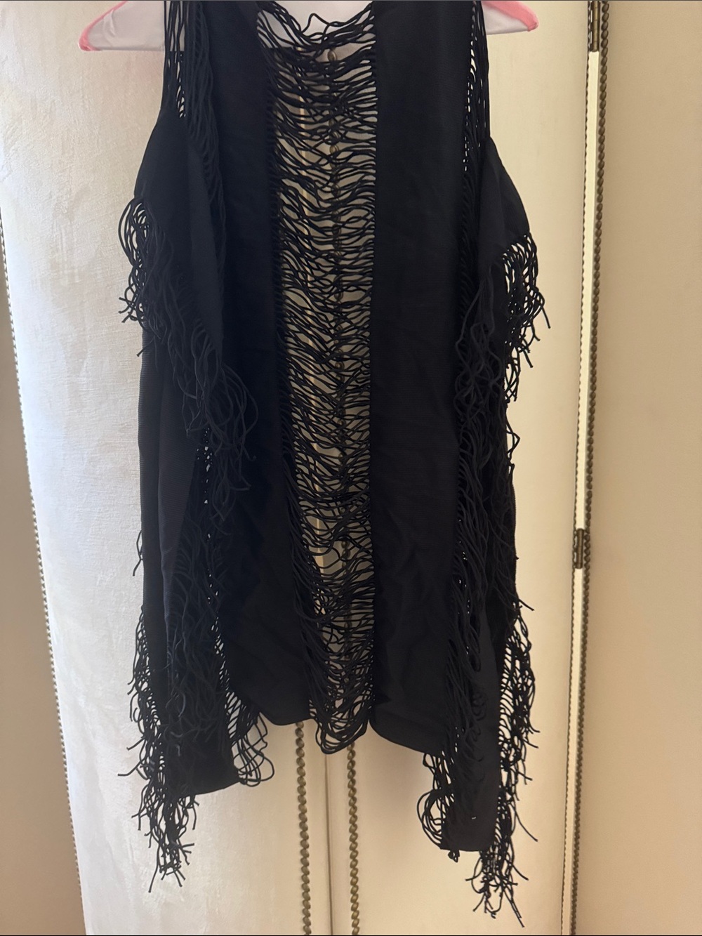 Black Fringe swim cover up
